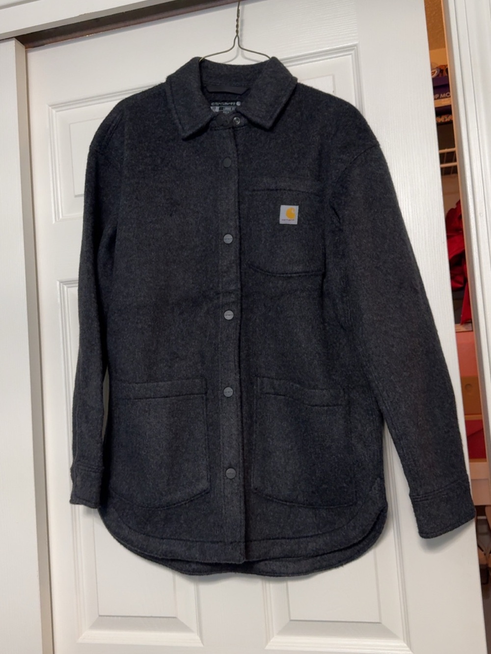 Carhartt Women's Dark Charcoal Wool-Blend Utility Shacket